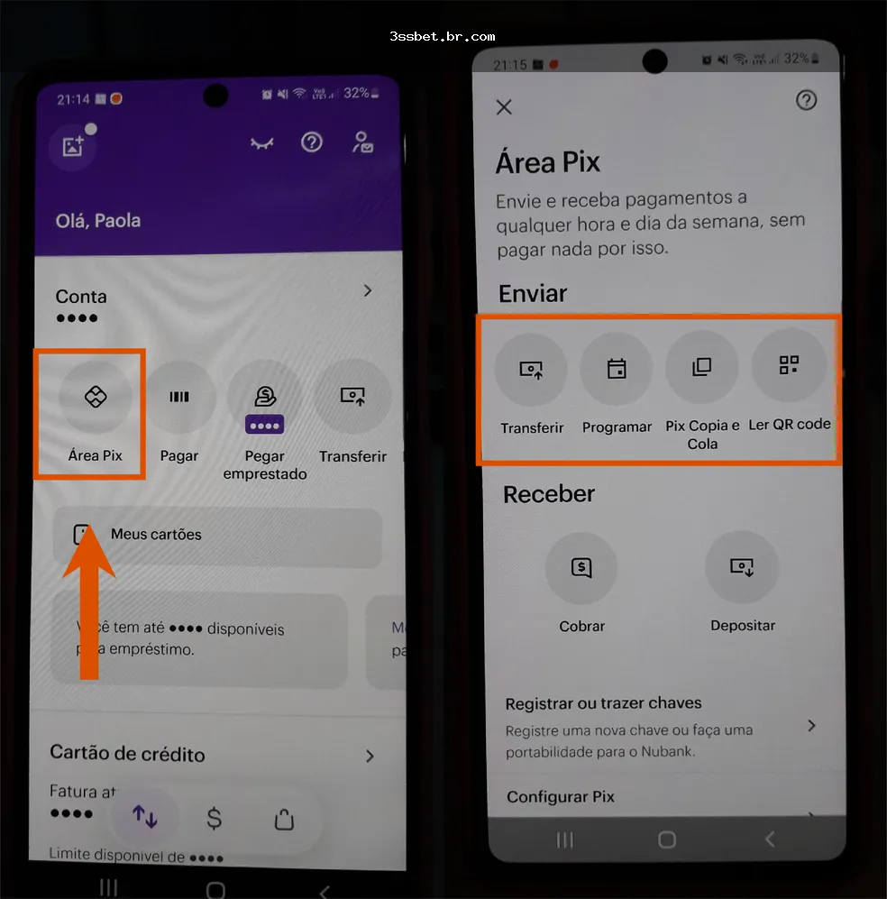 Comprovante digital e histórico de transações em tela de celular