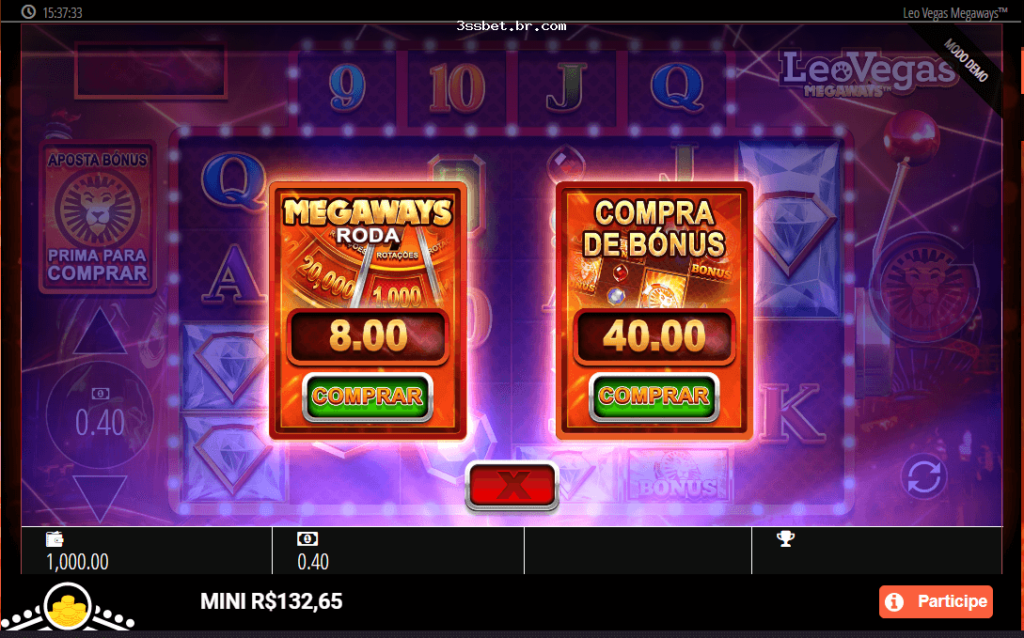 Imagem ilustrativa: painel de informações de slot Megaways com regras e aposta