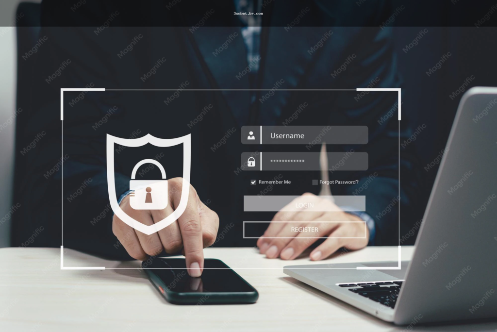 Tela de login com alerta visual sobre proteção de senha e phishing