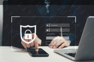 Tela de login com alerta visual sobre proteção de senha e phishing