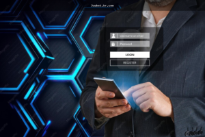 Tela de login em celular com cadeado e verificação de endereço antes de inserir senha