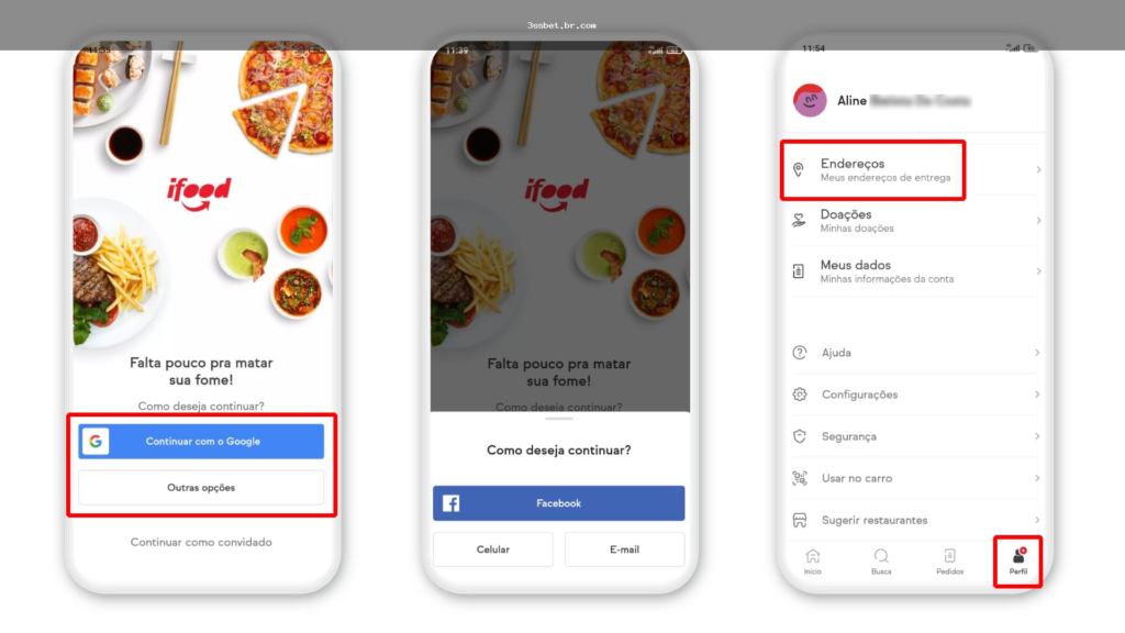 Tela mobile com login seguro e navegação simples